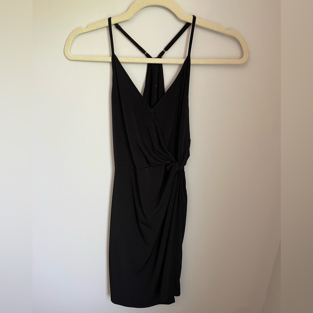 Black Knot Wrap Dress